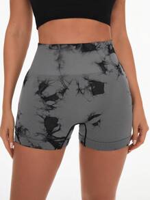 Slayform Slayform High Waist Seamless Tie-Dye Sports ShortsWomen Sweat Short, Gym Short, Biker Short - Multicolor - View 4