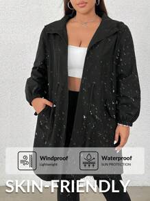 CovetEZ Plus Size Women Raincoat Lightweight Hooded Windbreaker Waterproof Jacket With Pockets In Fall/Winter
