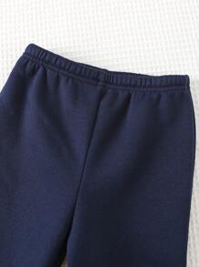 Cozy Pixies 2pcs Baby Boy Letter Print Crew Neck Sweatshirt And Elastic Waist Jogger Pants Set