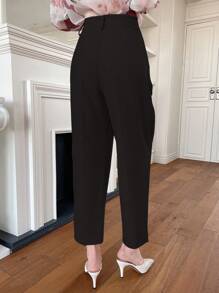 DAZY Pantalones rectos de unicolor negro para traje de negocios de mujer, pantalones de vestir de mujer - Negro - Ver 2
