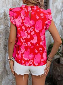 Breezaya 女士休闲荷叶边印花衬衫