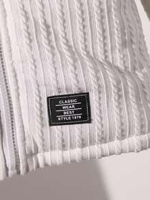 Young Boy Casual Loose Knit Jacquard Thickened Thermal Lined Zip-Up Hooded Jacket, Streetwear Style, Suitable For 4-7 Years Old Boys, Lightweight Warm Winter Coat - White - View 5