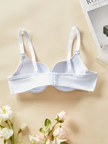 DesireSculpt 1 Áo ngực cúp đầy đủ 3 hàng móc màu trơn có gọng lót nhẹ - trắng - Xem 2