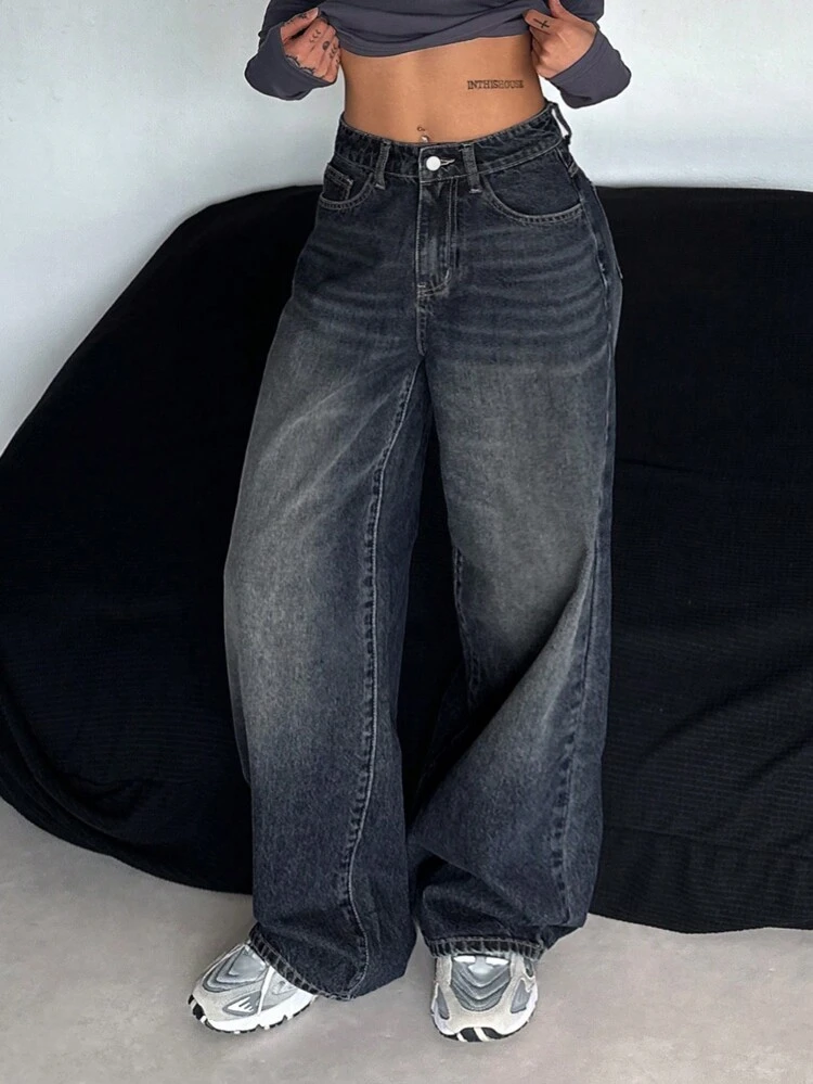 Women's Straight Leg Denim Jeans Y2k