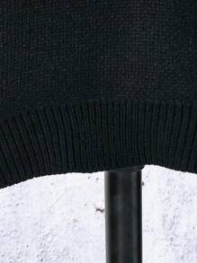 2 件套 Tween 男童秋冬针织毛衣套装。拼色圆领宽松设计，时尚图形文字印花，展现街头时尚美感。复杂的针织技术带来独特的质感和层次感。高品质柔软保暖面料，适合秋冬穿着。非常适合休闲、旅行、学校、万圣节、圣诞派对、返校 - 黑色 - 查看 5