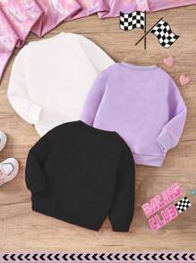 Young Girls' Racy Car Graphic Comfy Crew Neck Long Sleeve Sweatshirt - Multicolor - View 2