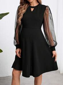SHEIN Vestido negro de maternidad para mujeres embarazadas - Negro - Ver 6