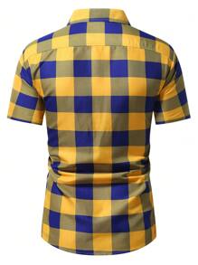 Manfinity Homme Men's Plaid Print Short Sleeve Shirt - Multicolor - View 2