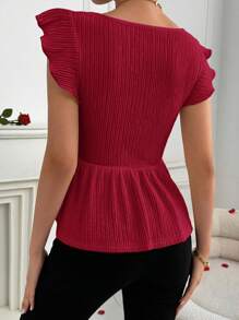 SHEIN Privé Áo cánh tay lửng bó eo rộng ngày lễ tình nhân dành cho nữ, thích hợp cho các ngày lễ và hẹn hò - Màu Đỏ Sâu - Xem 6