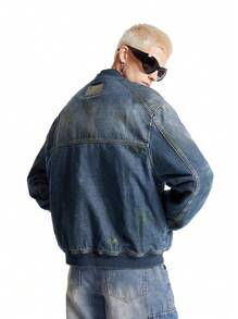 NEON BLANC 100% Cotton Men Street Style Washed Loose Denim Jacket