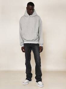 SUMWON Slim Fit Raw Edge Jean With Splatter Paint - Black - View 3