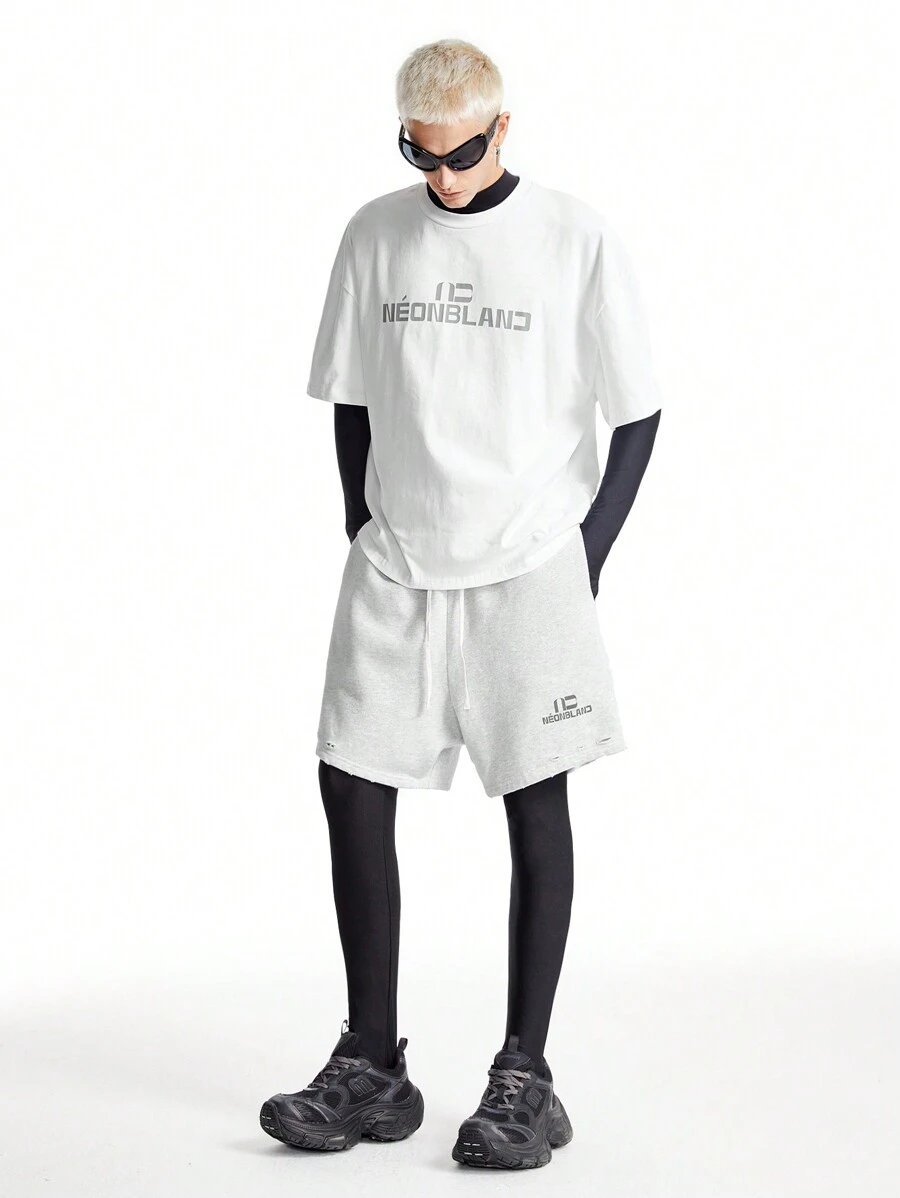 NEON BLANC Pantaloncini casual a gamba dritta larghi lavorati a maglia, adatti per l'estate