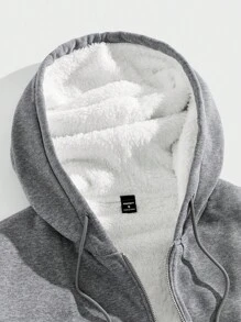 Manfinity Hypemode 男士纯色简约休闲连帽运动衫 - 灰色 - 查看 4