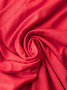 Plus Size 2pcs V-Neck Short Sleeve Simple Top And Allover Print Mini Skirt Casual Set - Red - View 5