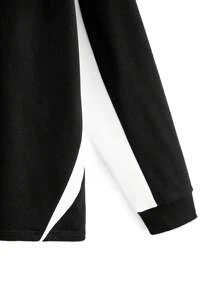 Manfinity VCAY 男士街头风格针织拼布套头衫，适合秋冬季 - 黑色 - 查看 7