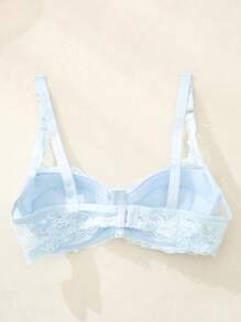 Women's Solid Single-Layer Lace Bra Lingerie - Baby Blue - View 2