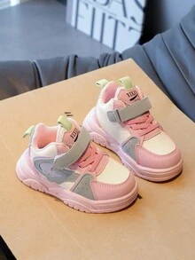 Giày thể thao cổ cao mới cho trẻ em mùa thu, giày bóng rổ vải bạt cho bé trai và bé gái, mềm và nhẹ, giày đi học đế dày - Hồng - Xem 2