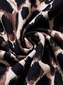 StreetHx Women's Loose Leopard Print Hoodie With Star Pattern - Multicolor - View 5