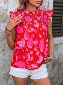 Breezaya 女士休闲荷叶边印花衬衫