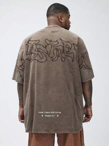 Manfinity VCAY Nam Plus Kích Thước Dệt Kim Bông Tuyết Xào Đĩa Dày Dáng Rộng Áo Thun Tay Ngắn, Thích Hợp Cho Mùa Hè - màu nâu - Xem 1