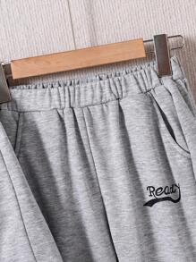 2 件装 Tween Boy 篮球印花运动衫运动套装，适合日常户外活动 - 灰色 - 查看 6