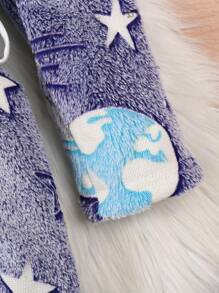 Young Boys Comfortable Warm Glow-In-The-Dark Space & Stars Pattern Plush Robe - Blue - View 4