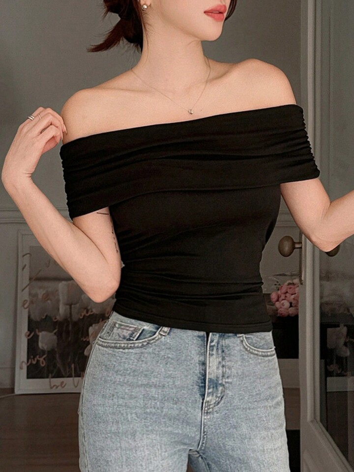 Dimmoire ブラックオフショルダーTシャツ 【公式通販】