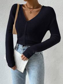 SHEIN Essnce Shein Essnce Women Rainbow Wool Button-Down Cardigan Teacher Casual Gradient Color Women's Cardigan
