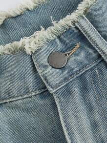 SHEIN MOD Quần Jeans Ống Rộng Rộng Thường Ngày Có Nơ Cho Nữ, Quần Jeans Nơ, Quần Jeans Nữ, Quần Jeans Nữ, Xanh Dương - Rửa tối - Xem 3