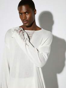 Manfinity ModaGents 1 pièce Pulls hommes style vintage oversized casual amusant, col en V, manches longues, vêtements d'automne, vêtements d'Halloween, style Y2K
