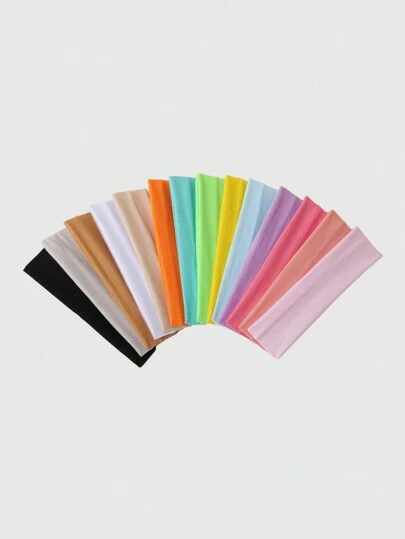 ROMWE Kawaii 14 件纯色校园风格运动头带发带头巾头带吸汗带