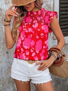 Breezaya 女士休闲荷叶边印花衬衫