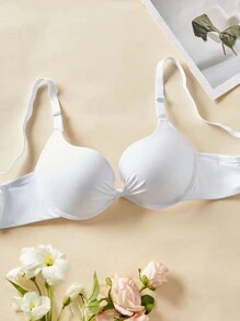 DesireSculpt 1 Áo ngực cúp đầy đủ 3 hàng móc màu trơn có gọng lót nhẹ - trắng - Xem 5