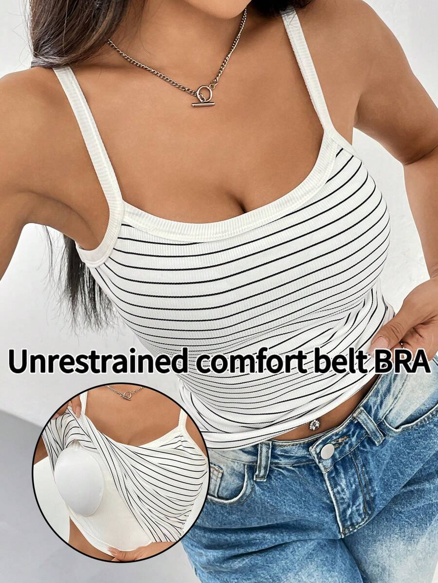 Chiquease Summer Casual Striped Camisole With Chest Pads