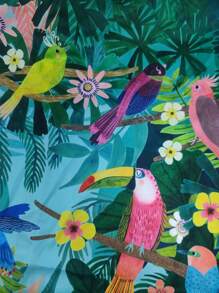 大码休闲衬衫裙，花卉植物印花长袖衬衫裙，适合海滩度假，女士大码春季服装 - 綠色 - 查看 11