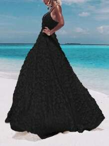 Women's Solid Color Simple Casual Sleeveless Dress - Black - View 9