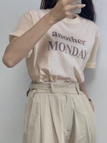 Dazy-Less Letter Graphic Tee Summer Oversized T-Shirt