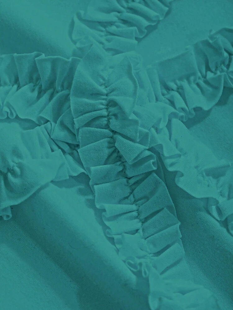 Women Summer Solid Color Frill Trim Bow Round Neck Short Sleeve Fitted T-Shirt,Crop Tops Women Easter