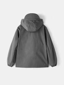 SHEIN EZwear Women's Casual Loose Letter Printed Hoodie Jacket, Spring Autumn - Grey - View 6