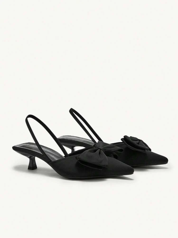 CUCCOO CHICEST 女性用 尖った つま先 キトゥンヒール ハイヒール、リボンモチーフ装飾、無地、アンクルストラップ、エレガントな日常着用、アウトドアショッピング、フェスティバル、パーティー、春夏秋冬、サテンドレス クリスマス 秋 年末年始 バレンタインに合わせて着用可能