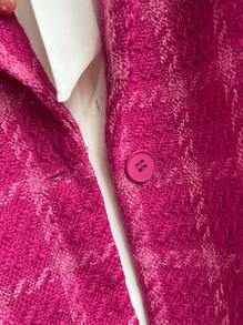 SHEIN Privé Blazer de manga larga elegante de talla grande para oficina y escuela, de estilo vintage a cuadros, cálido para el invierno - Rosa - Ver 3