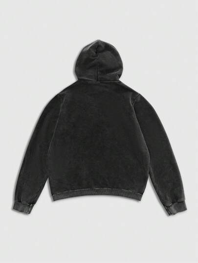 Street Life Men's Retro Graphic Print Washed Distressed Hoodie