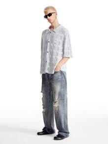 Manfinity VCAY Men Hollow-Out Short Sleeve Knitted Top - Grey - View 8