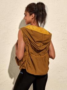 VARSITIE Jachetă sport fără mâneci cu glugă pentru drumeții în aer liber Jachete sport pentru femei