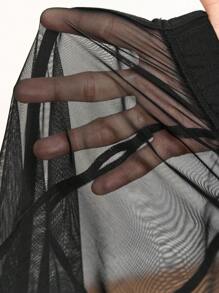 SHEIN SXY Summer;Women Black Sheer Mesh Leggings Capri (Underwear Not Included) Leggings Set