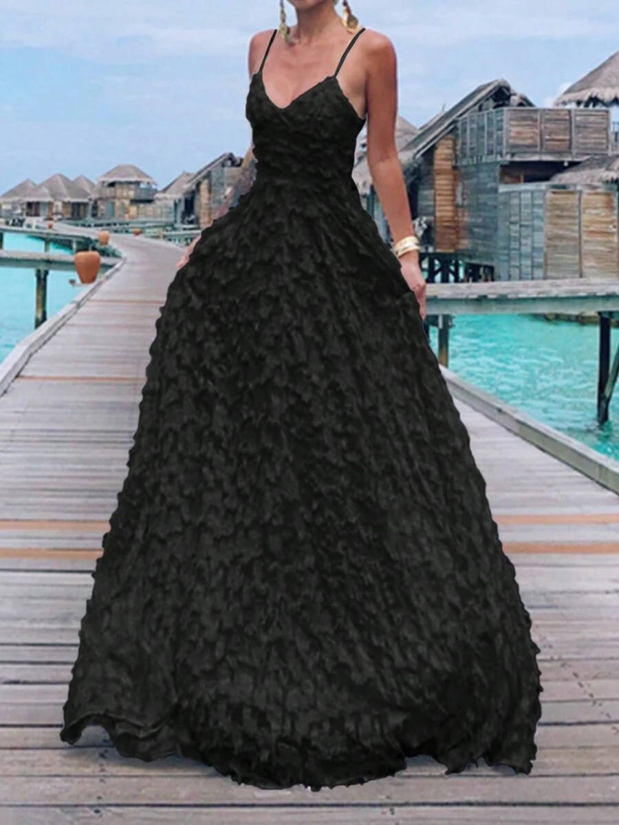 Women's Solid Color Simple Casual Sleeveless Dress - Black - View 1