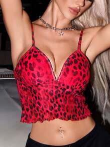 SHEIN ICON 女士音乐节吊带背心网眼豹纹印花背心 - 彩色 - 查看 4