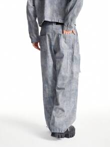 Manfinity VCAY Men's Printed Fabric Casual Long Cargo Pants, Suitable For Daily Wear