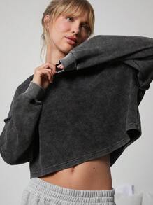 WESTFADE 华夫格针织休闲短款棉质连帽衫 - 黑色 - 查看 4