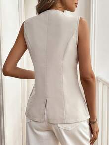 SHEIN Clasi Chaleco sin mangas de unicolor simple para uso diario para mujeres - Albaricoque - Ver 2